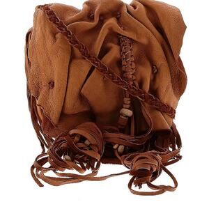 Vintage handmade Carol Kotozre deer skin leather fringe bag